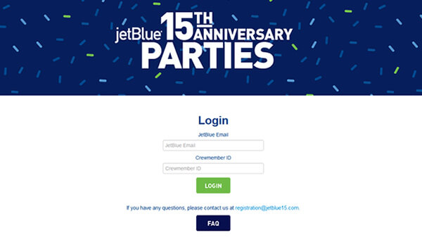 jetBlue event registration website